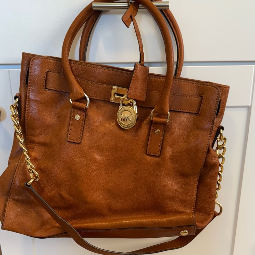 Michael Kors Tan Leather Tote with Gold Accents